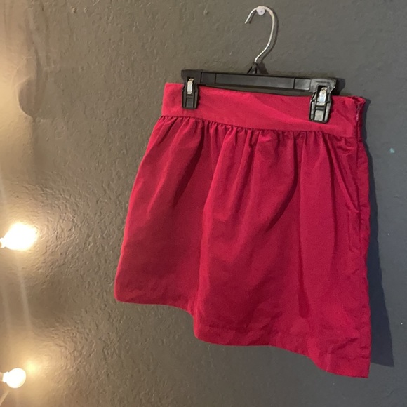 Red Satin High Waisted Silk Mini Skirt - Picture 3 of 3